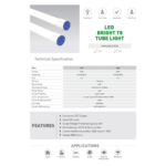 LED BRIGHT TUBE LIGHT T8 SPECIFICATION
